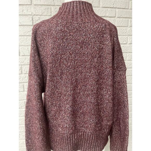 1 State Women Burgandy Marbled Mock Neck Oversized Sweater Size XS - Picture 5 of 10